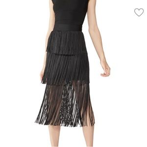 HERVÉ LÉGER Layered Fringe Midi Skirt NWT